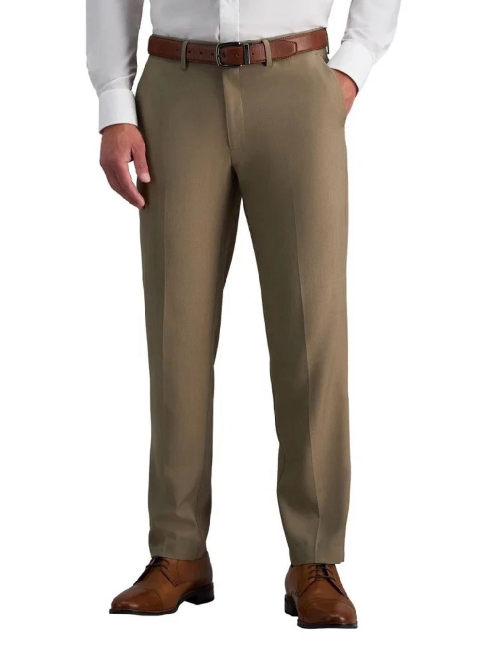 Haggar Premium No-Iron Stretch Flat Front Men's Khaki Pants Classic‎ Fit 36Wx34L